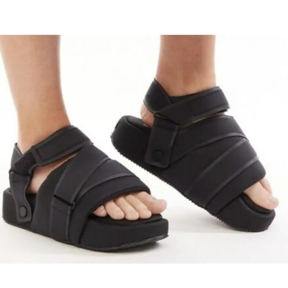 Adidas Y3 Yohji Yamamoto Comfylette Black Platform strappy sandals Men 5/Women 6 - Picture 1 of 16